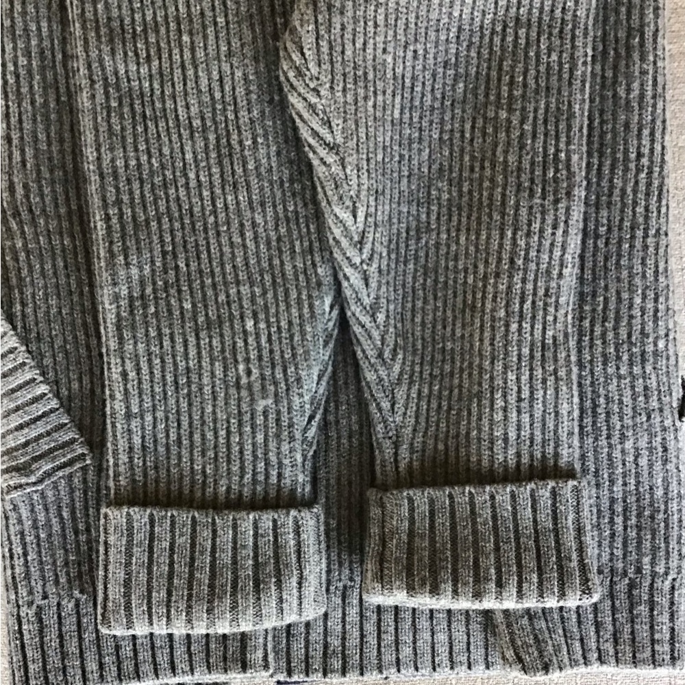 NWOT J Peterman M XL Letterman Shawl Collar Wool Cardigan Sweater in Gray/Navy - Picture 5 of 9